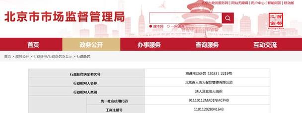 北京良人渔火餐饮管理有限公司因违规被罚款2000元，餐饮管理合规警钟再响